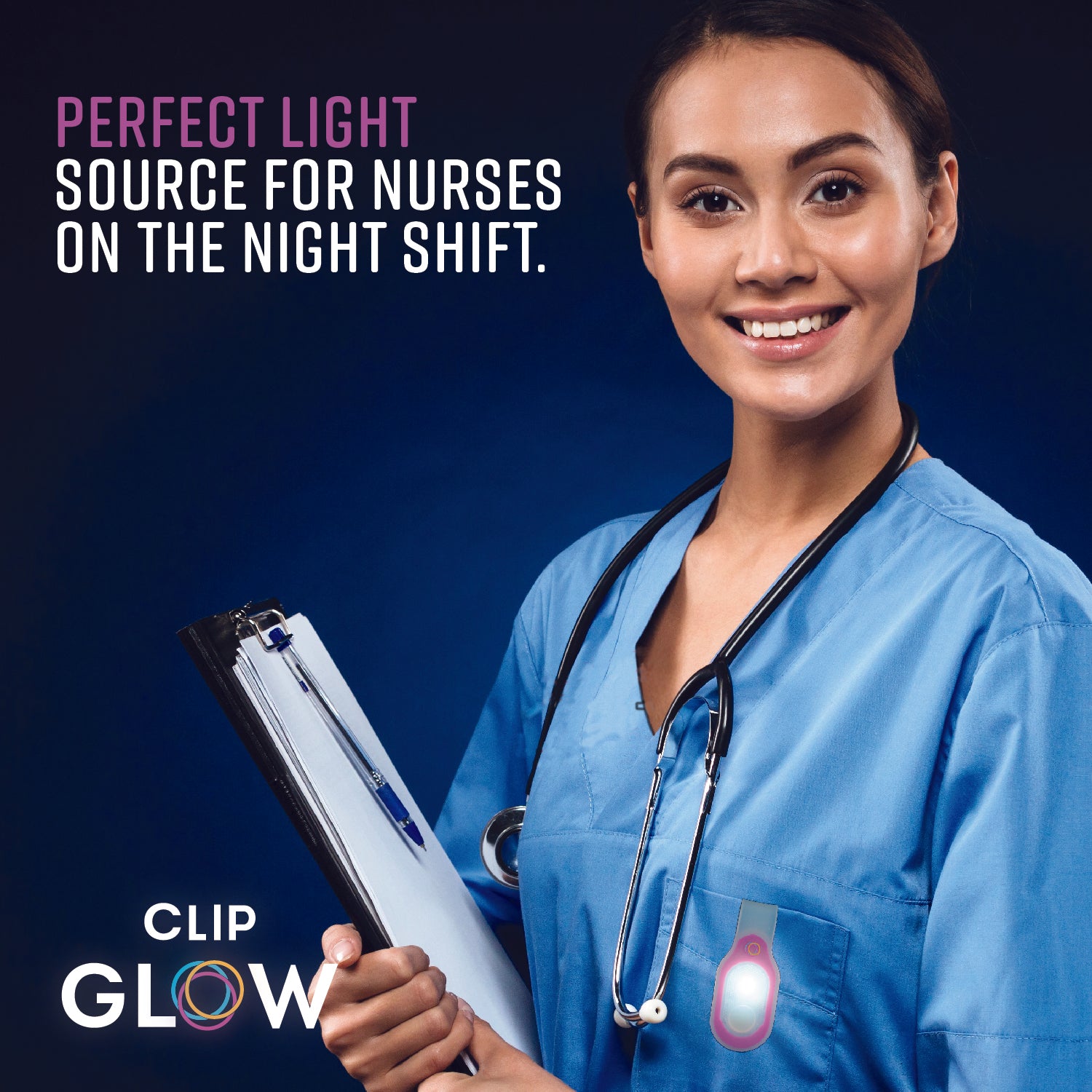 Clipglow Lampe de poche à clipser pour infirmière, lumineuse, légère,  magnétique, portable, rechargeable par USB pour